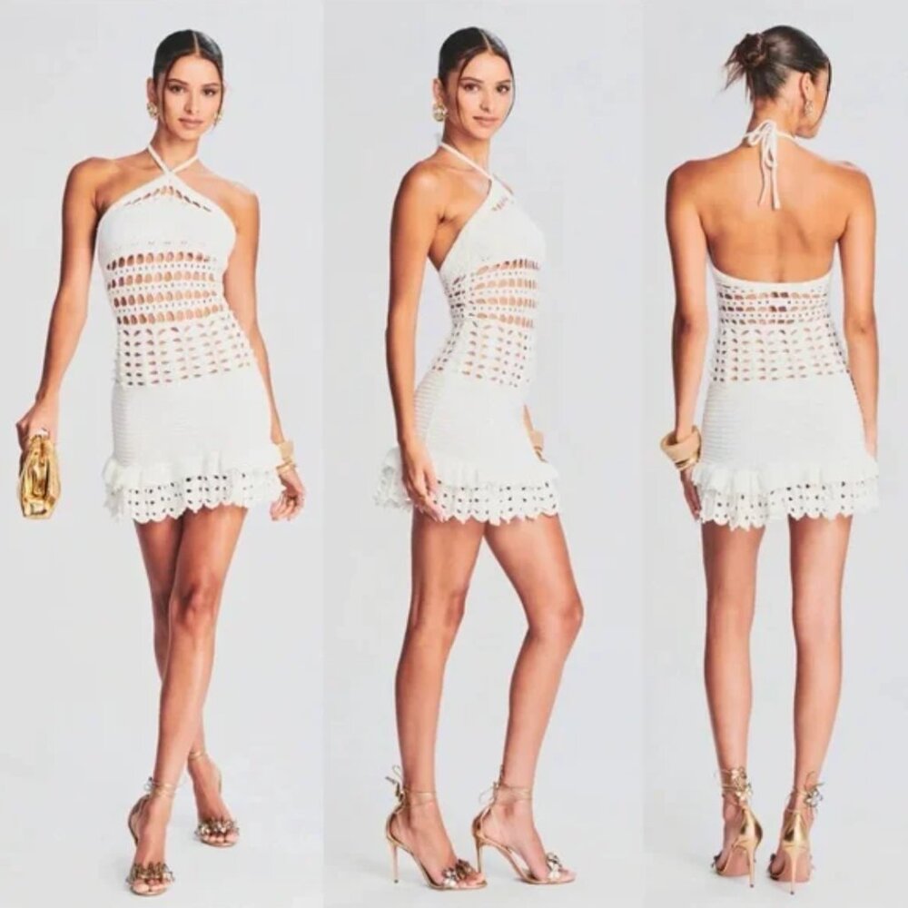 Retrofete - EZE CROCHET PEARL EMBELLISHED DRESS - Size XXS